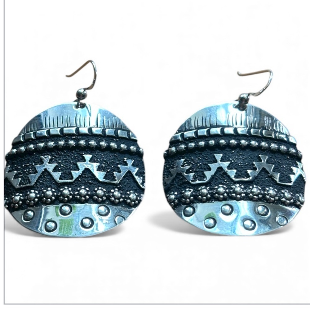 Sterling Silver Handmade Disc Earrings by Richard Singer
